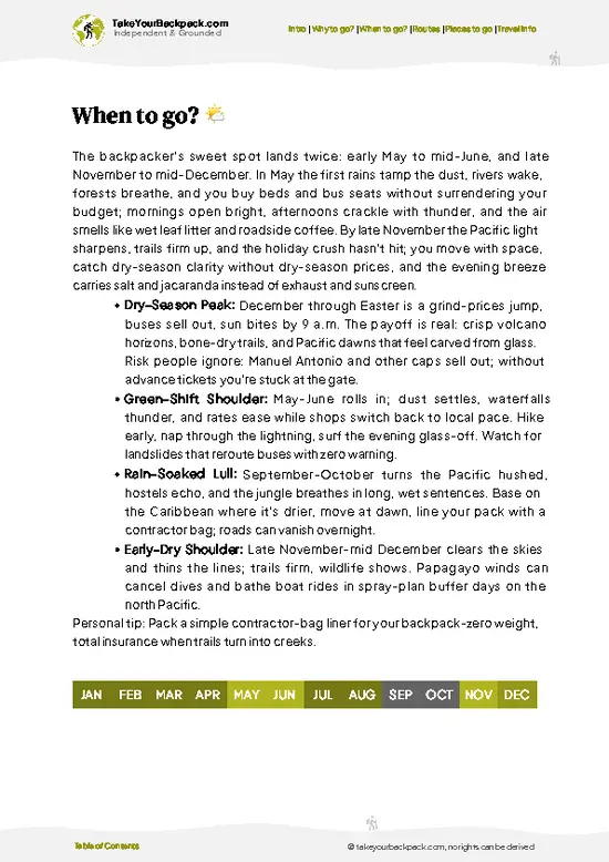 example page 3 from our offline Travel Guide for Costa Rica